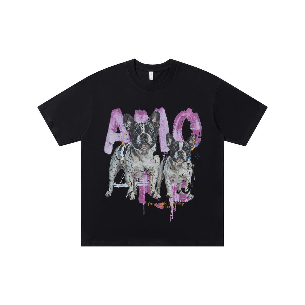 French Dog Printed Short Sleeve