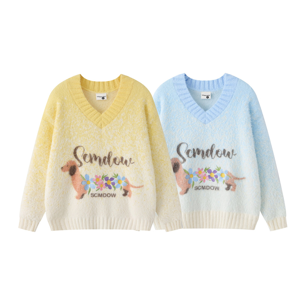 Little dog flower embroidered sweater