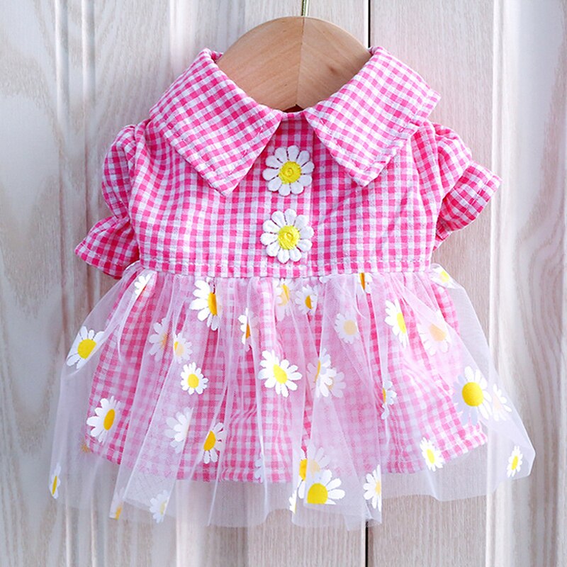 Summer Dog Dress for Dogs Skirt Princess Teddy Grid Pettiskirt Dress Pet Clothes Puppy Costume Spring Pet Clothing