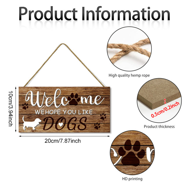 Pet Dog Wooden Wall Plaque Hanging Decor Dog Paw Dog House Sign Wooden Craft Wall Decoration