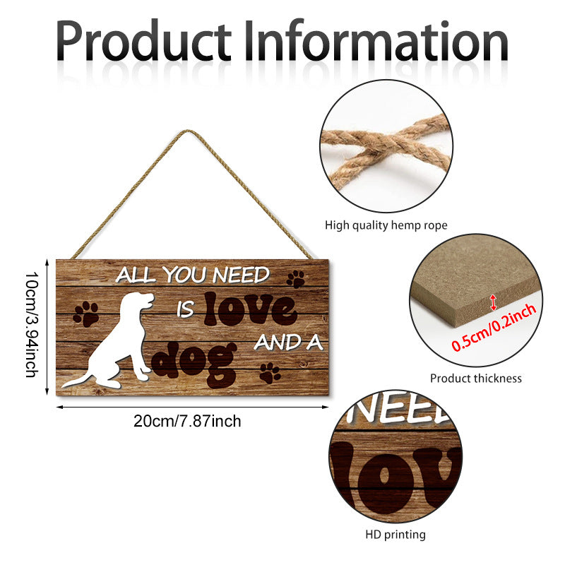 Pet Dog Wooden Wall Plaque Hanging Decor Dog Paw Dog House Sign Wooden Craft Wall Decoration