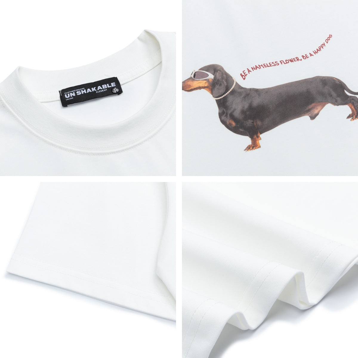Retro Dachshund Print Crew Neck Short Sleeve T-Shirt for Men and Women