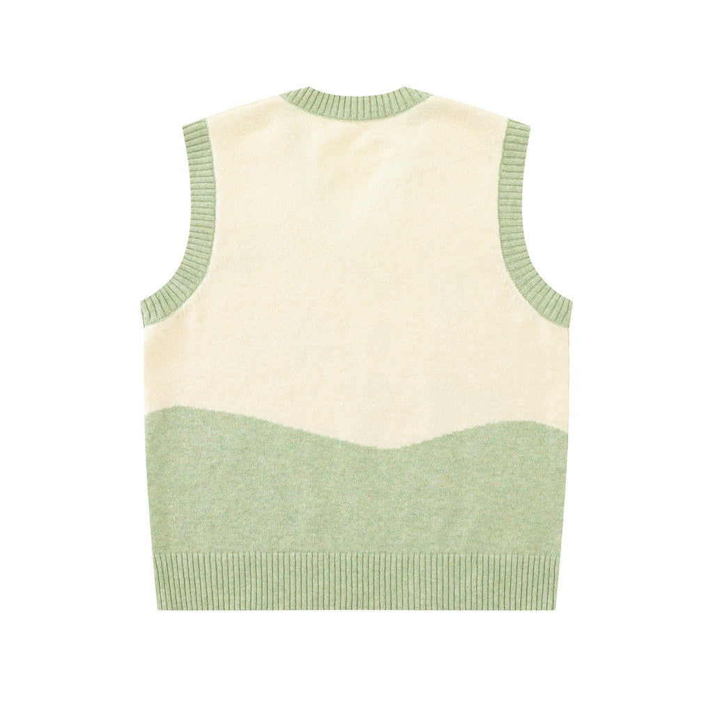 Color blocked edging sweater vest