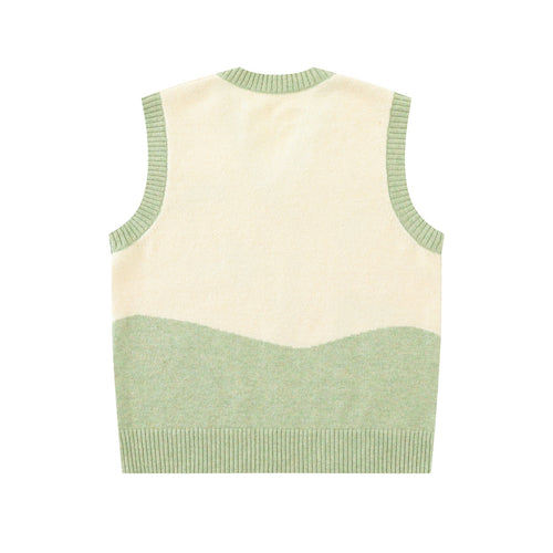 Color blocked edging sweater vest