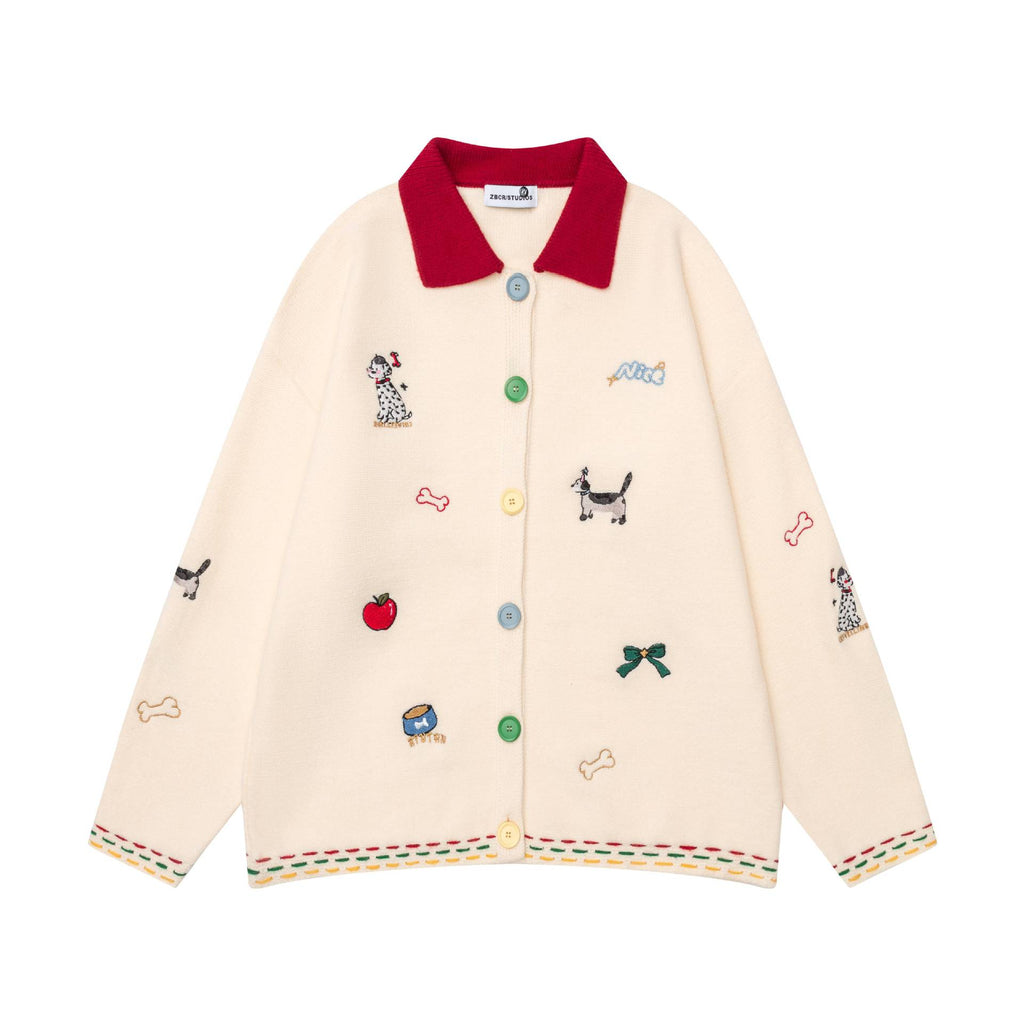 Dog Fun Embroidery Sweater