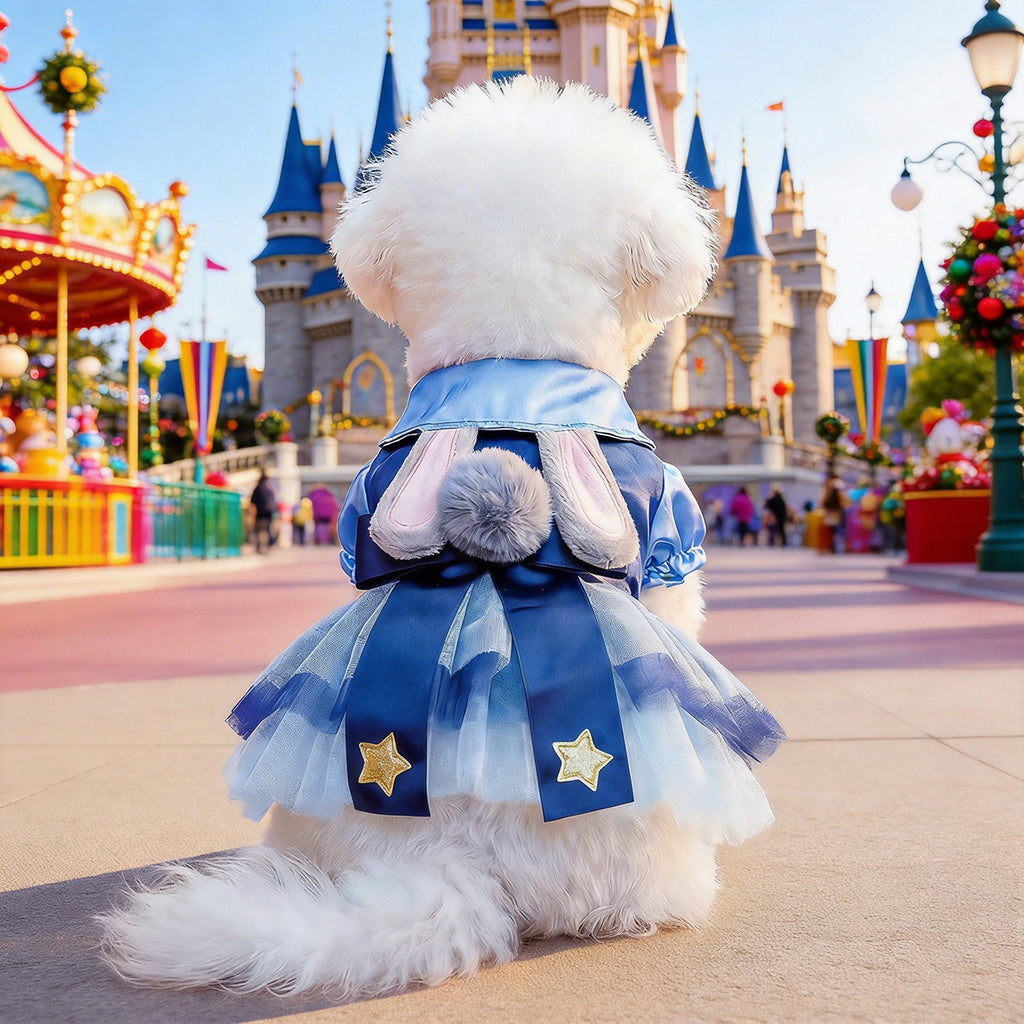 Pet Clothes Dog Clothes Cute Cat Clothing Spring Summer New Style Cute Rabbit Officer Puffy Tulle Dress Teddy