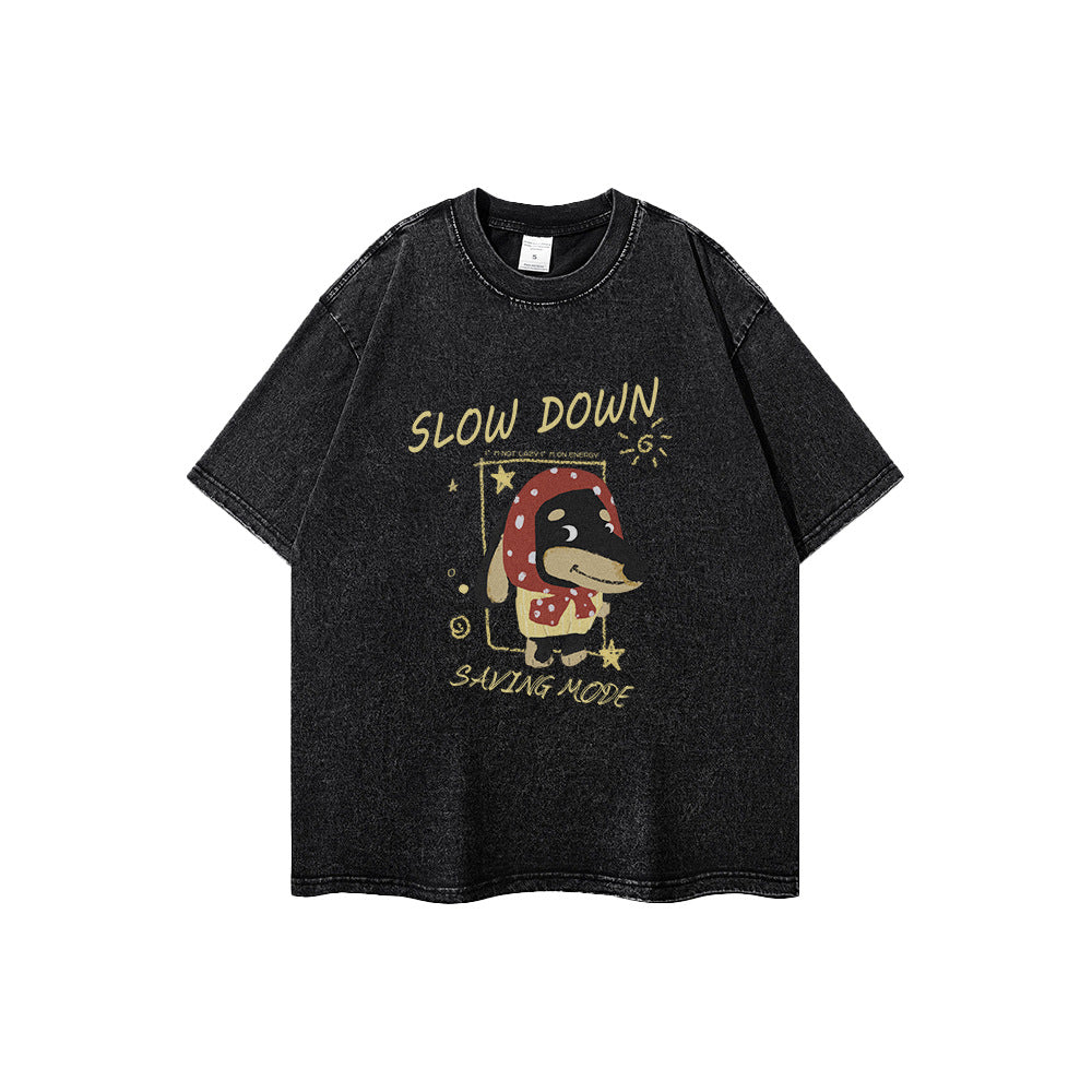 Cartoon Dog Printed Short Sleeve T-shirt