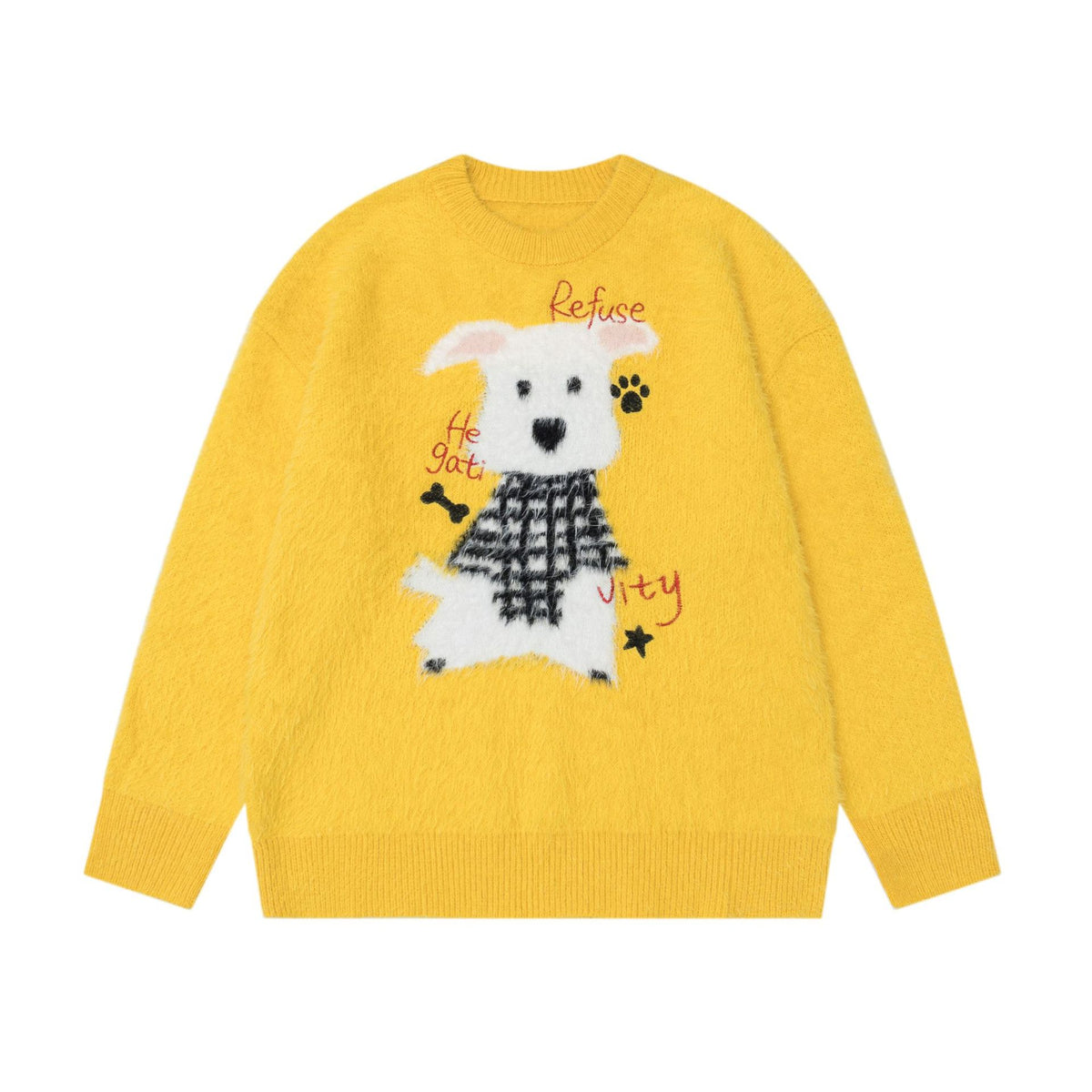 Plush cute dog jacquard sweater
