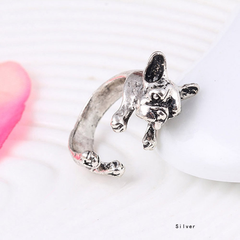 Pet Dog Hug Opening Ring Fine Jewelry 1 Pcs Love Women Ring Men Pet Dog Opening Ring Vintage Animal Ring Cute Gift