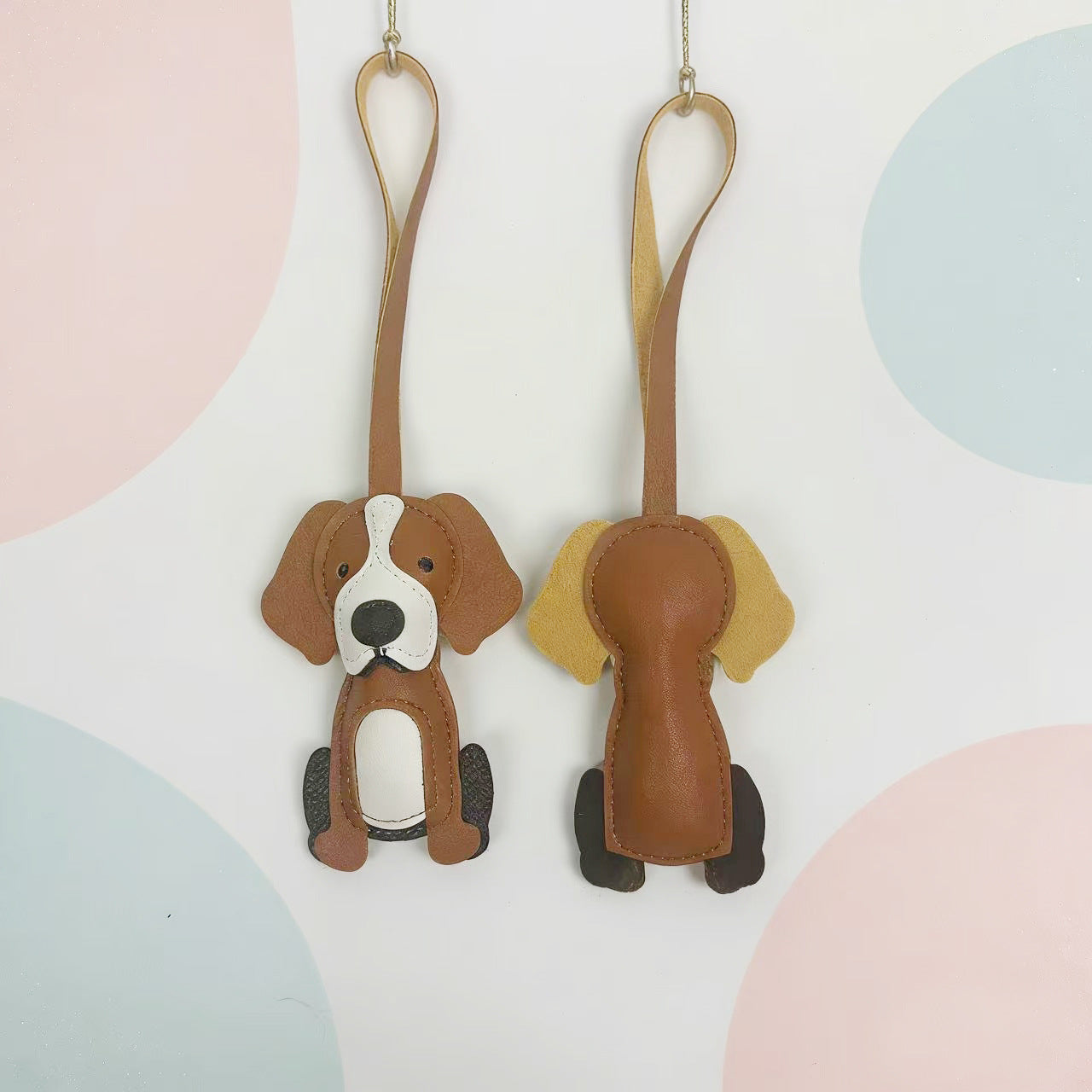 Cute Border Collie Dog Keychain Pendant Leather Car Bag Accessory Hanging Ornament Keyring