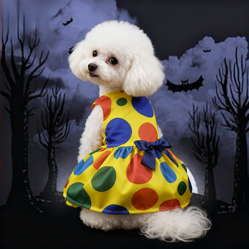 Pet Clothes Halloween Factory Drop Shipping Dress for Small Dogs, Cute Clown Wizard Printed Design