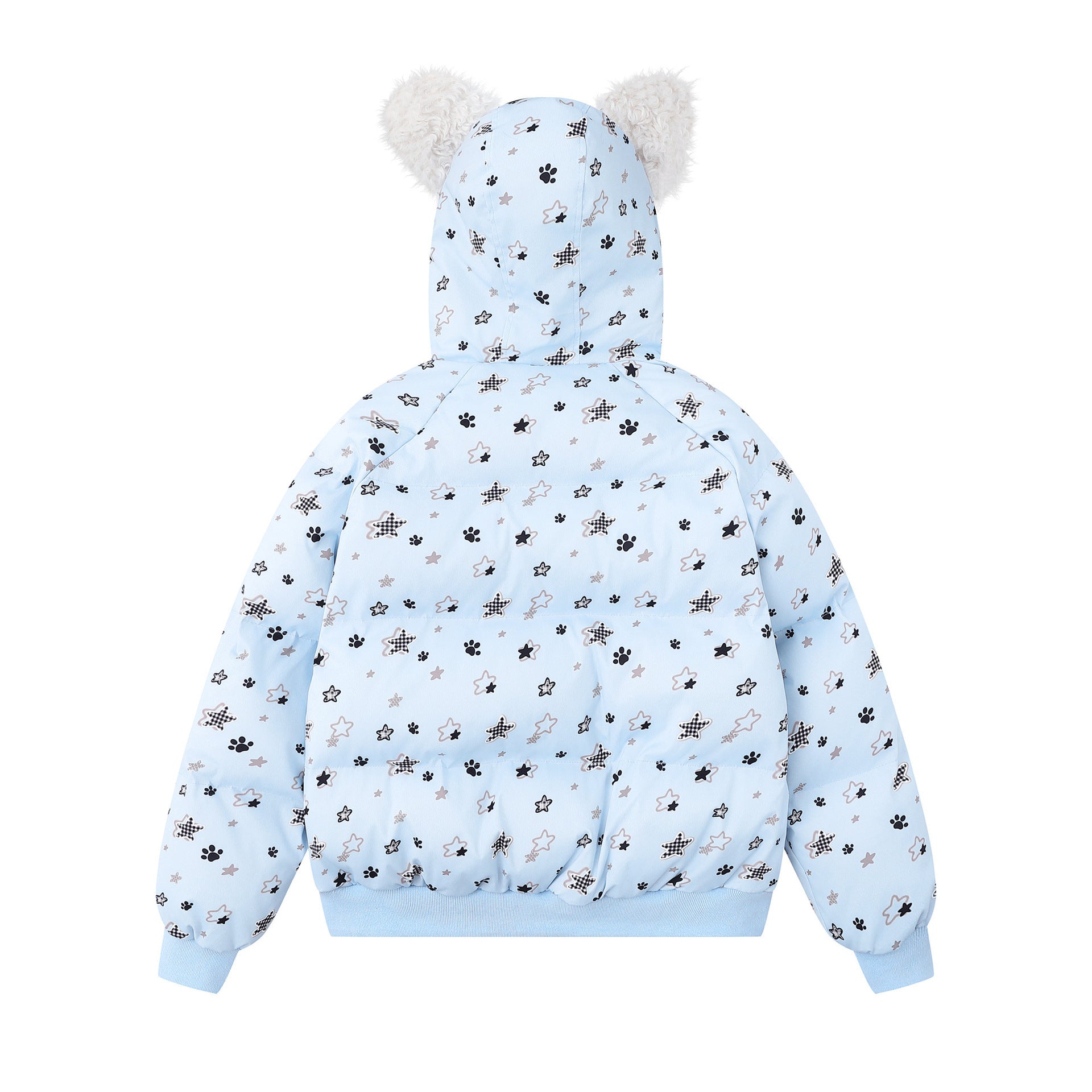 Cute ears full of dog claws star shaped fur collar cotton jacket