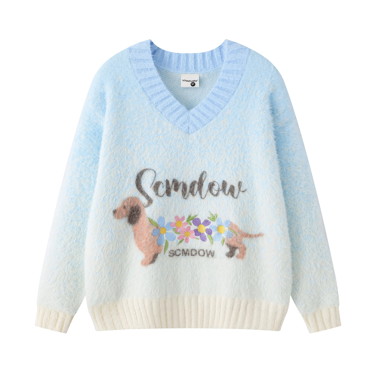 Little dog flower embroidered sweater