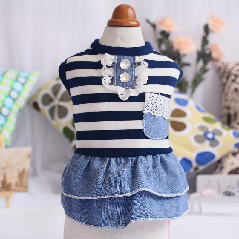 Dog Clothes Summer Thin Denim Skirts Pet Skirts Princess Style Spring Summer Dog Clothes Bow Skirts