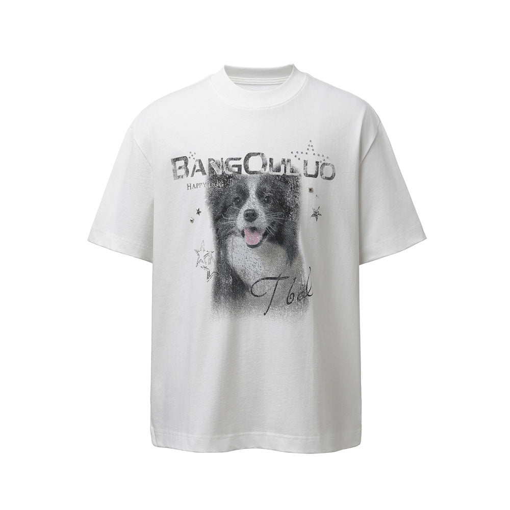 Dog animal print short sleeved t-shirt