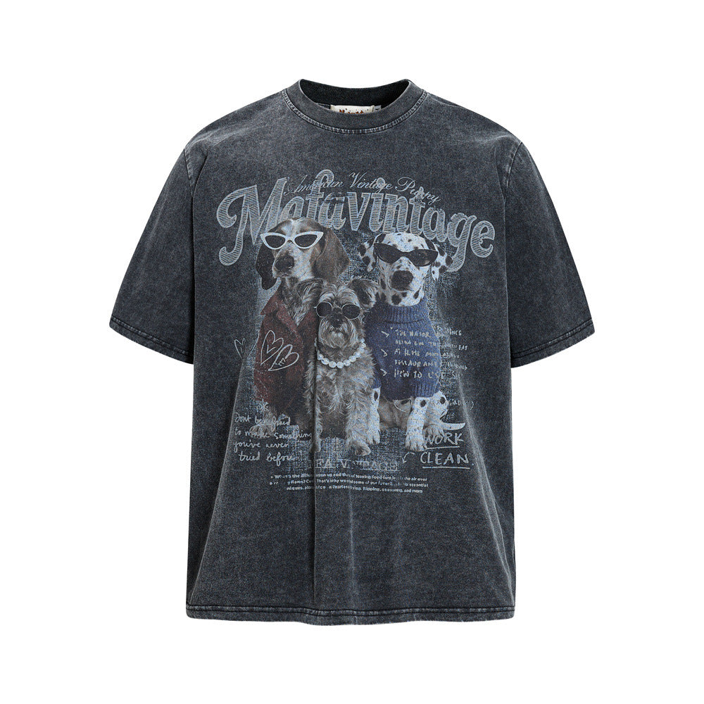 Animal Three Dog Printed Short Sleeve