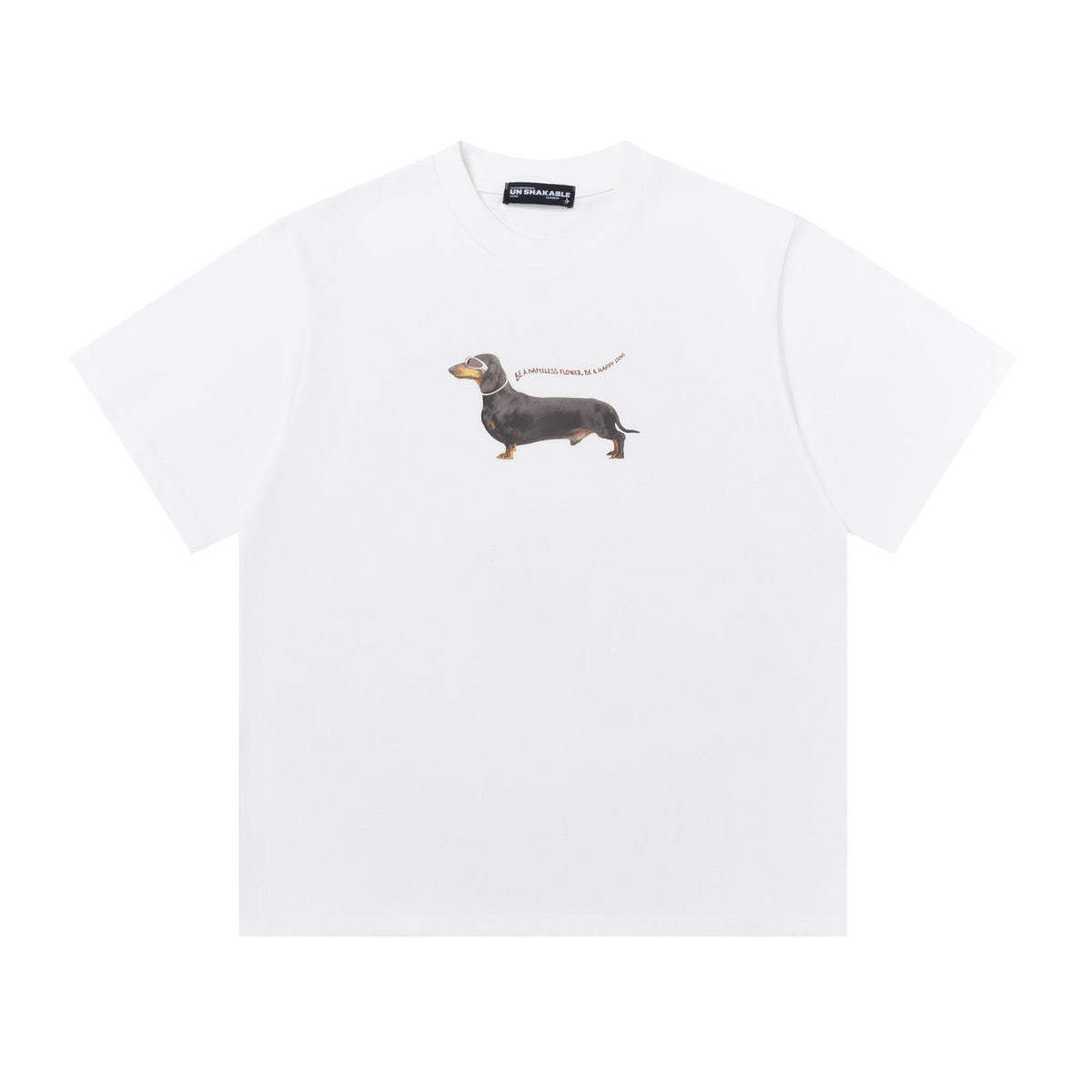Retro Dachshund Print Crew Neck Short Sleeve T-Shirt for Men and Women
