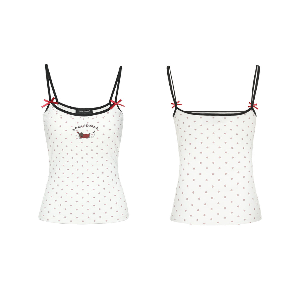 Sausage dog polka dot camisole vest for women