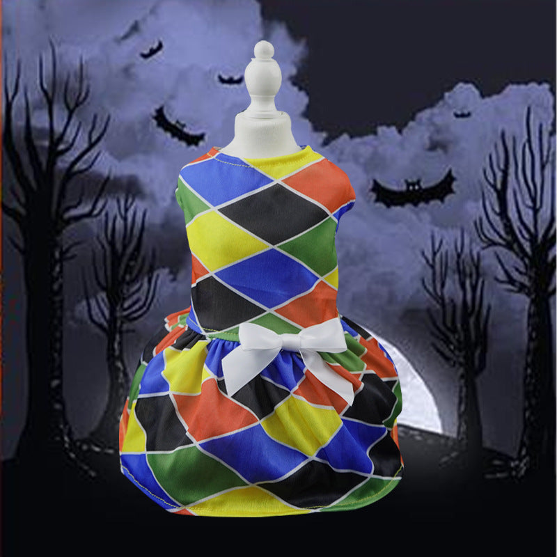Pet Clothes Halloween Factory Drop Shipping Dress for Small Dogs, Cute Clown Wizard Printed Design