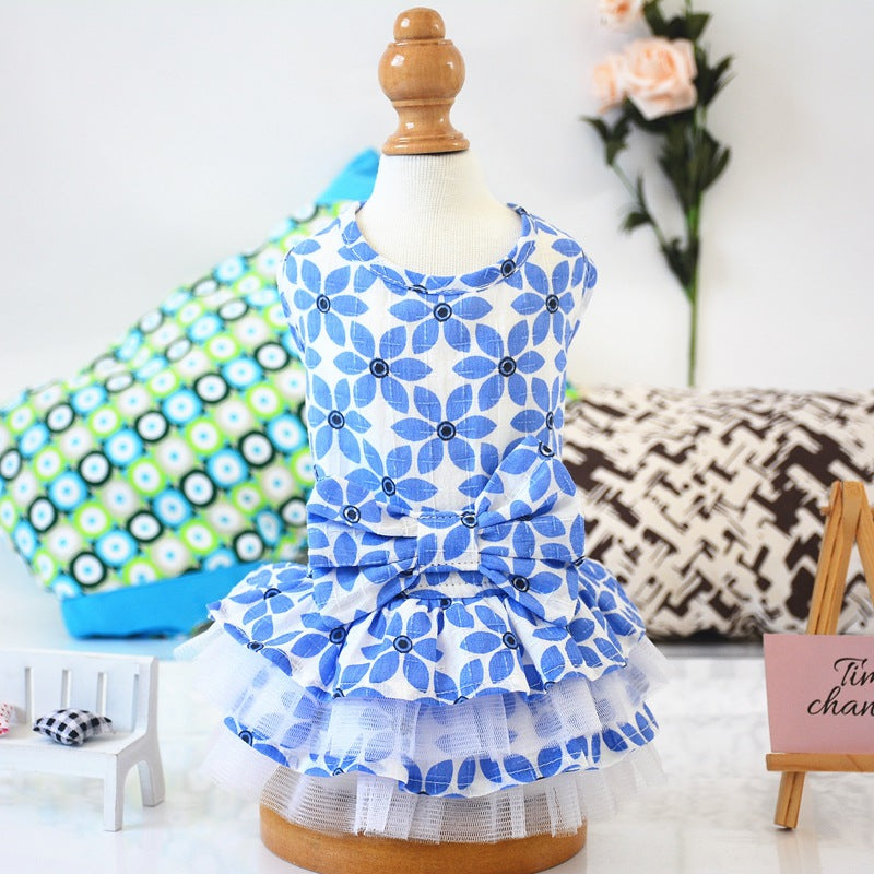 Dog Clothes Spring And Summer Thin Skirt Pet Clothes Summer Cute Bow Tutu Skirt Teddy Dog Clothes