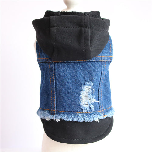 Dog ripped denim vest