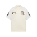 Plush embroidery cute patchwork color blocking dog paw short sleeved shirt