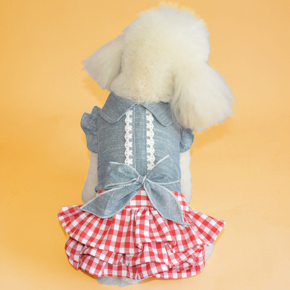 Teddy Small Dog Pet Denim Skirt Dog Clothes Spring And Summer Thin Breathable Princess Skirt