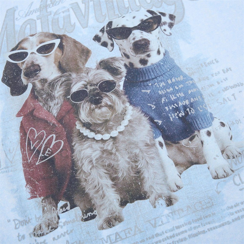 Animal Three Dog Printed Short Sleeve