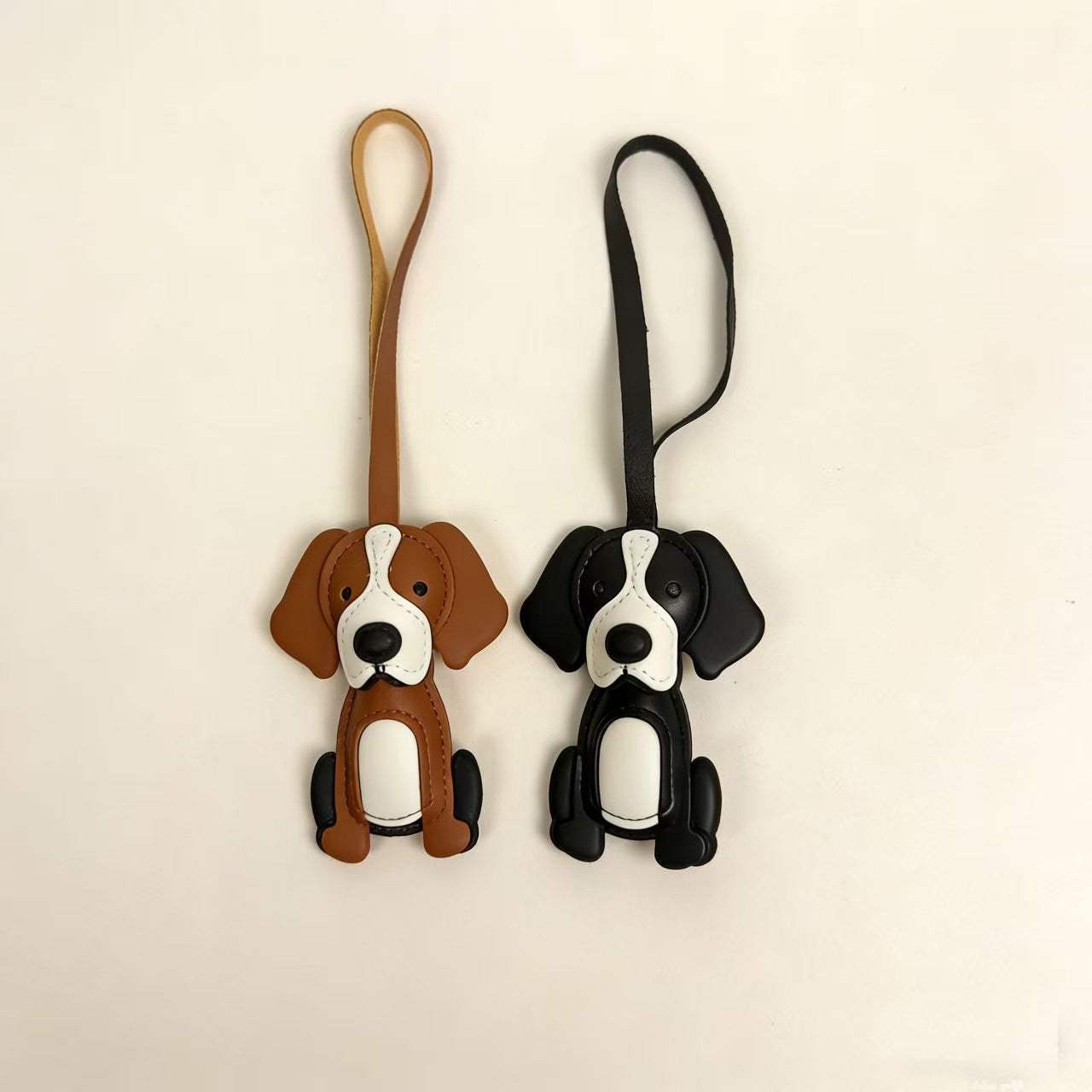 Cute Border Collie Dog Keychain Pendant Leather Car Bag Accessory Hanging Ornament Keyring