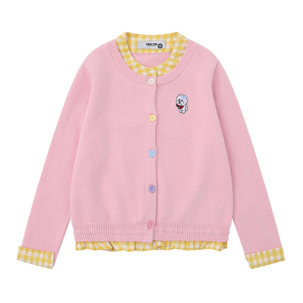 Little dog embroidered cardigan jacket