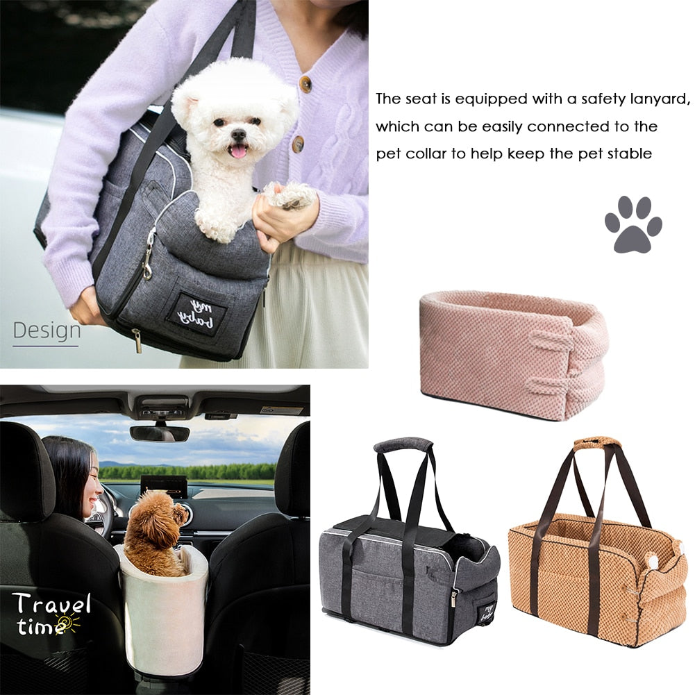Puppy Cat Bed Car Console Pet Litter Portable Car Handrail Dog Cat Mat Travel Bed Safety Pet Seat