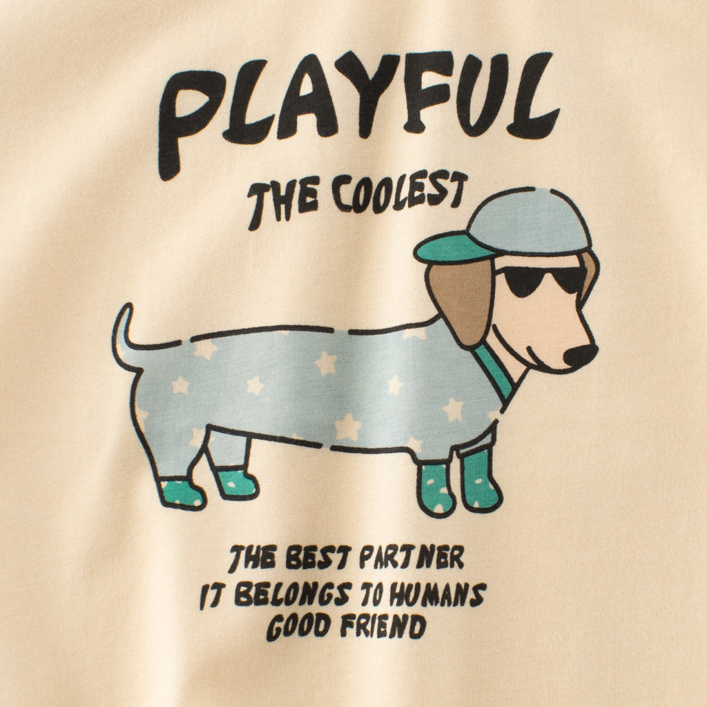 Cute Dog Cartoon Short Sleeve T-Shirt for Girls