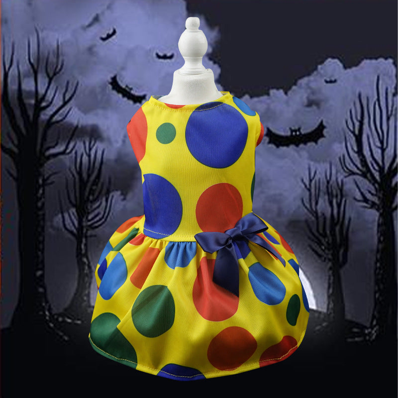 Pet Clothes Halloween Factory Drop Shipping Dress for Small Dogs, Cute Clown Wizard Printed Design