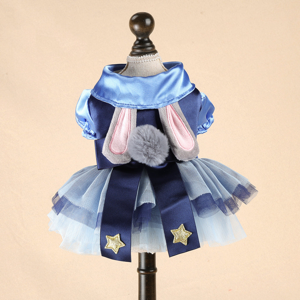 Pet Clothes Dog Clothes Cute Cat Clothing Spring Summer New Style Cute Rabbit Officer Puffy Tulle Dress Teddy