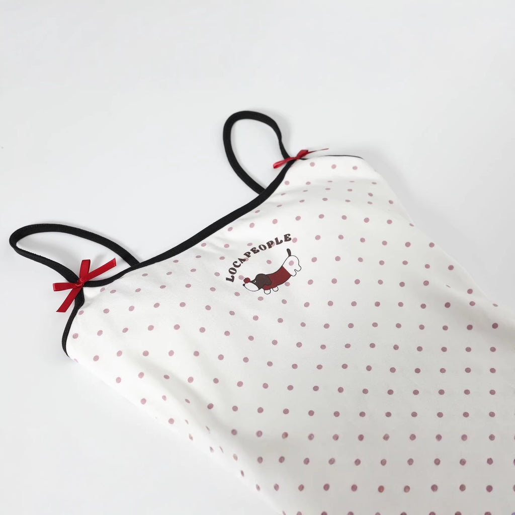 Sausage dog polka dot camisole vest for women