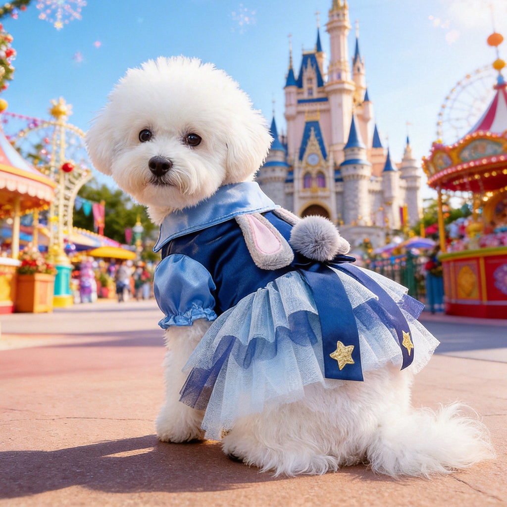Pet Clothes Dog Clothes Cute Cat Clothing Spring Summer New Style Cute Rabbit Officer Puffy Tulle Dress Teddy