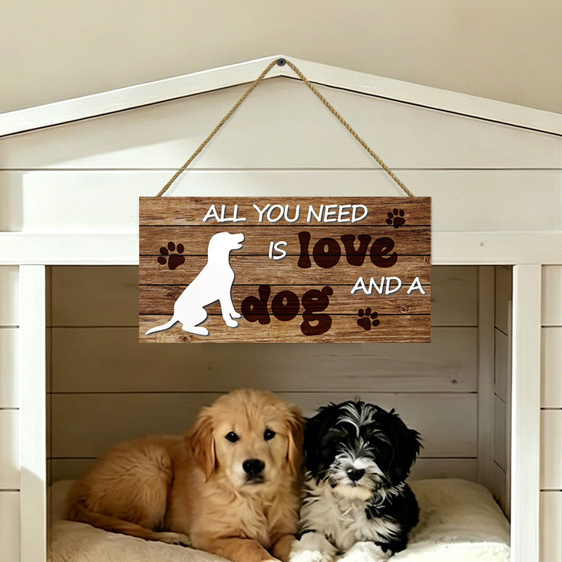 Pet Dog Wooden Wall Plaque Hanging Decor Dog Paw Dog House Sign Wooden Craft Wall Decoration