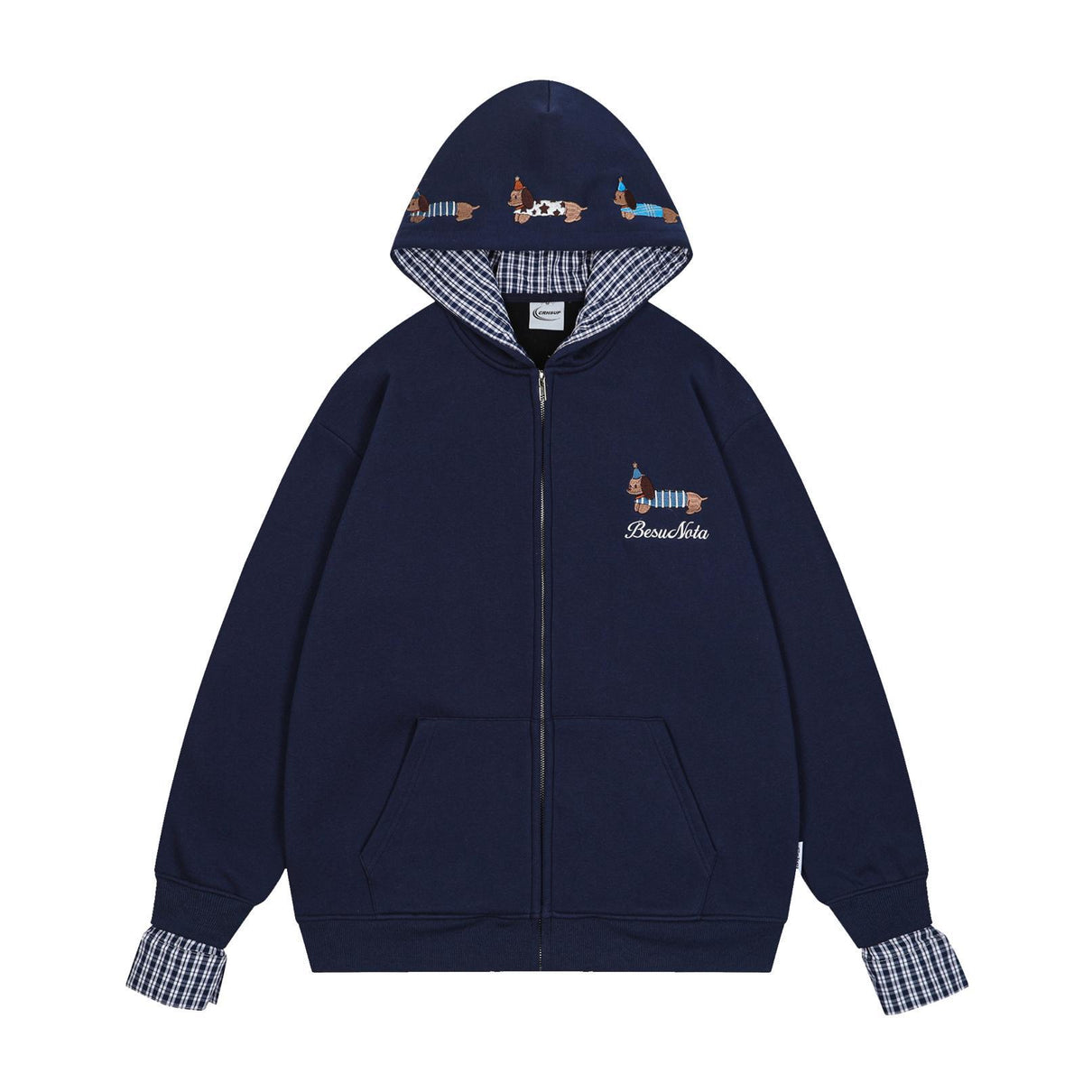 Sausage puppy embroidery fake two-piece cardigan jacket