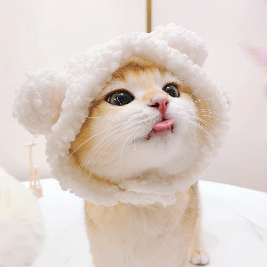 Pet hat cute pet dog exposed ears anti shedding adjustable basin hat small dog