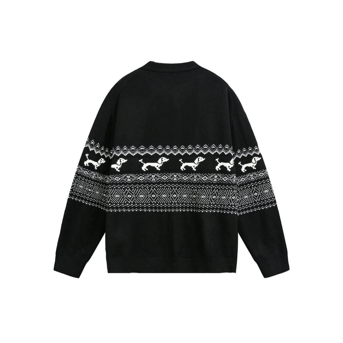 vintage Fair Isle dog knit cardigan sweater men