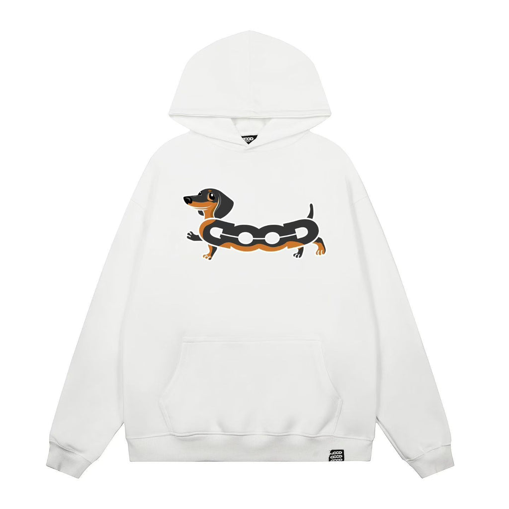 Stylish Hoodie with Dog Print, Unisex Loose Fit