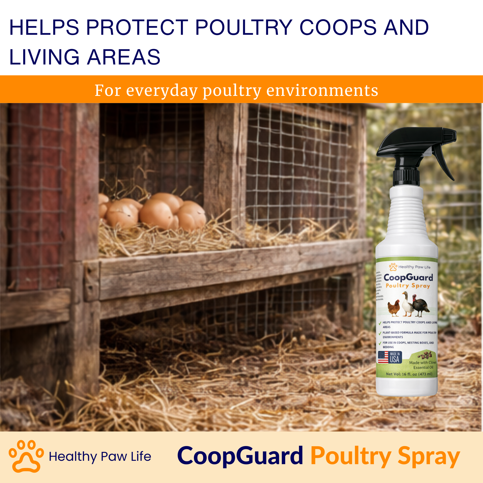 CoopGuard Poultry Spray – Plant-Based Poultry Housing Care for Coops, Nesting Boxes & Bedding – Natural Essential Oils - No Egg Withdrawl-3