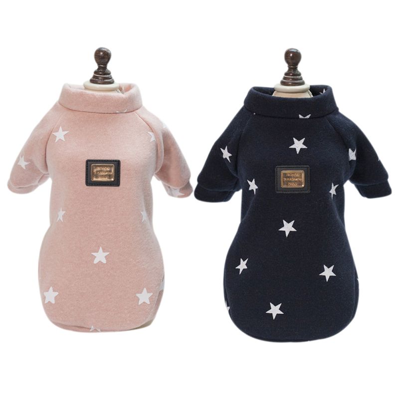 Warm Pet Dogs Hoodies Pentagram Five Stars Pattern Puppy Clothes Cute Autumn and Winter Dog Accessories