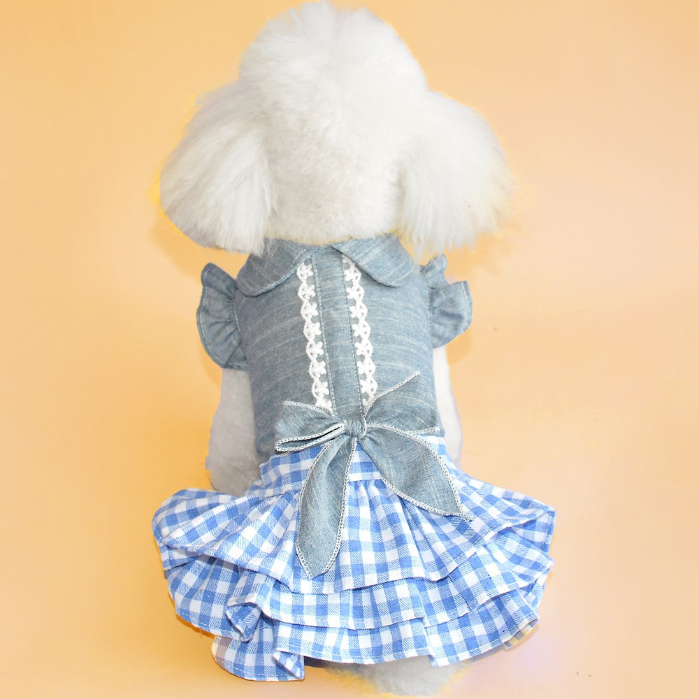 Teddy Small Dog Pet Denim Skirt Dog Clothes Spring And Summer Thin Breathable Princess Skirt
