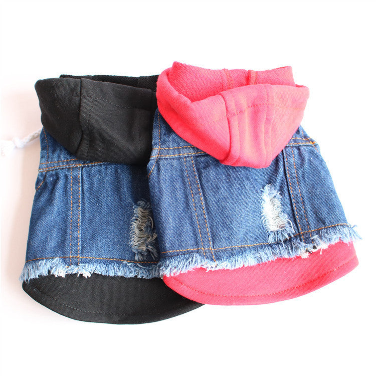 Dog ripped denim vest