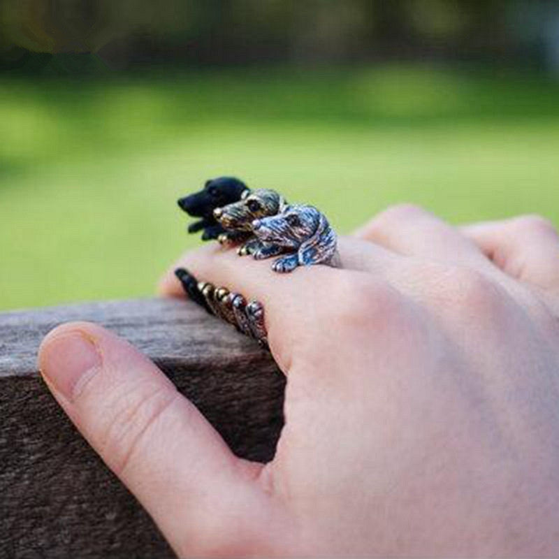 Cute Handmade Pug Dog Rings for Women Summer Jewelry Anillos Mujer Antique Brzone/Silver Plated Black 3colors for choose