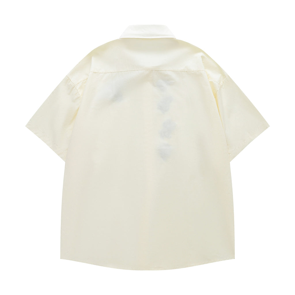 Cute dog embroidered short sleeved shirt