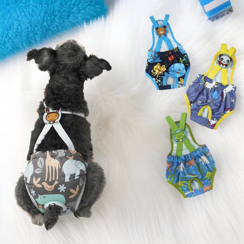 Cute Cartoon Suspender Physiological Pants Dog Safety Pant Female Dog Menstrual Pant Anti-Pet Dog