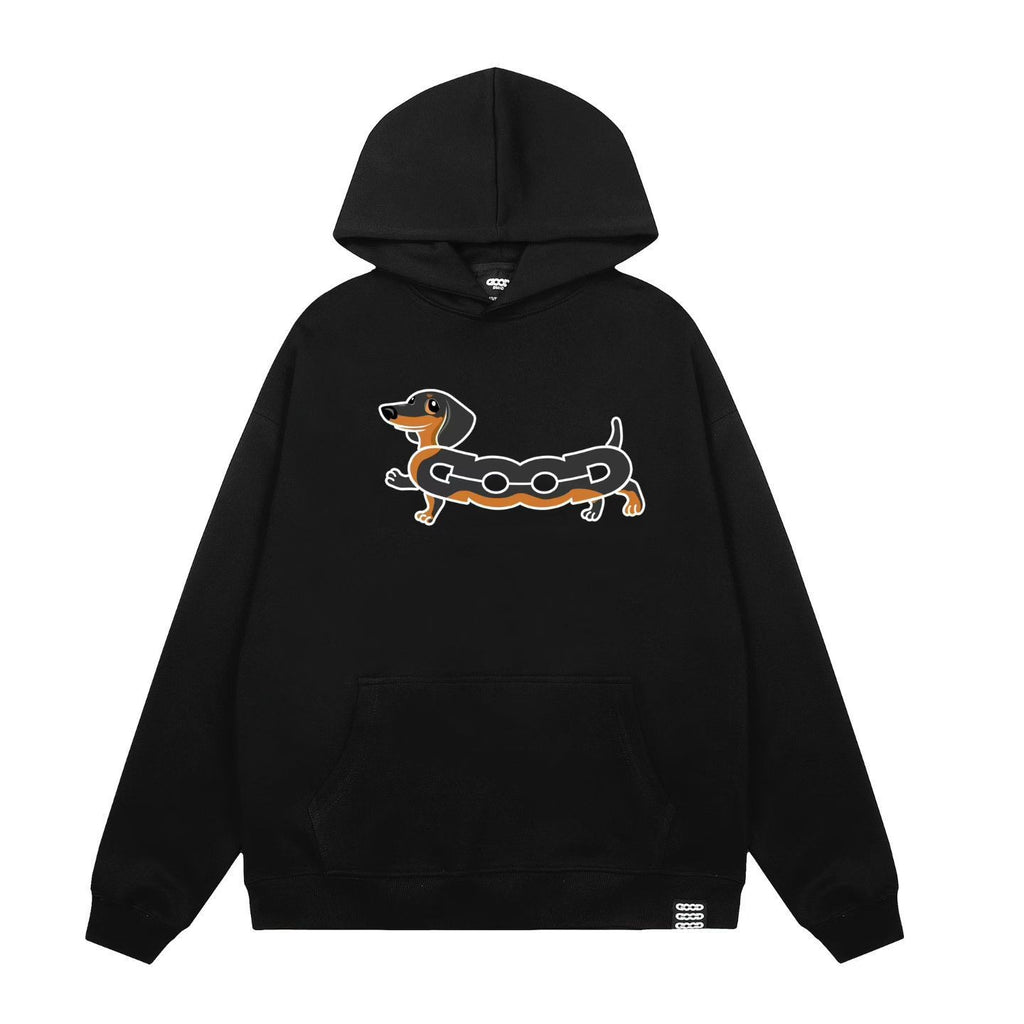 Stylish Hoodie with Dog Print, Unisex Loose Fit
