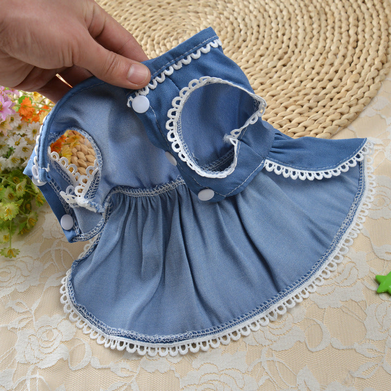 Cowboy Princess Skirt Teddy Dog Clothes Spring Autumn Pet Spring Clothes Summer Thin Section Schnauzer Bichon